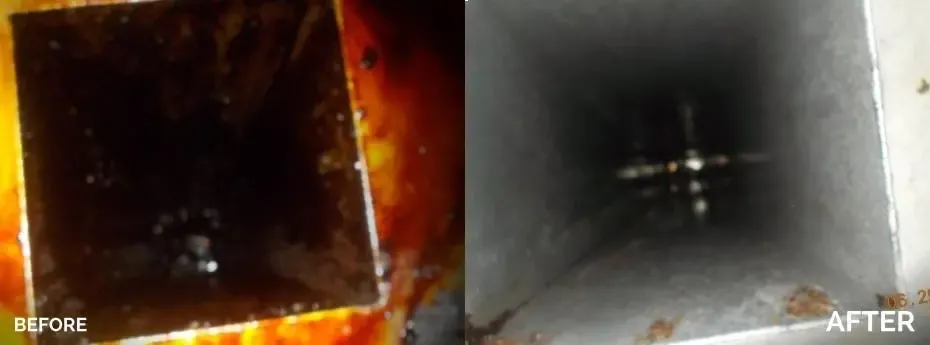 Commercial Kitchen Vent Before and After Cleaning and Certification