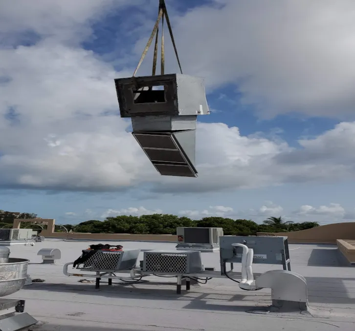 Commercial Kitchen Fan Unit Removal with Crane